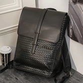 Woven Faux Leather Backpack