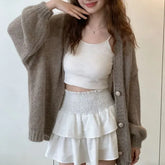 Lantern Sleeve Knit Cardigan