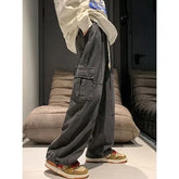 Drawstring Wide-Leg Cargo Jeans