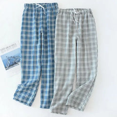 Drawstring Waist Plaid Loose Fit Lounge Pants