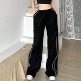 High Waist Striped Loose-Fit Wide-Leg Sweatpants