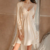 Lace Trim Pajama Dress / Robe / Set