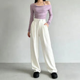 High Rise Plain Wide Leg Suit Pants (Various Designs)