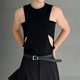 Round Neck Plain Cutout Tank Top