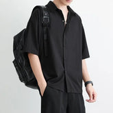Short-Sleeve Collared Plain Shirt