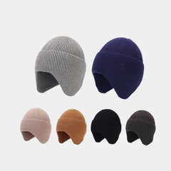 Plain Knit Beanie with Ear Flap