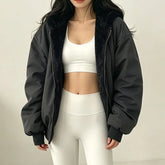 Plain Hooded Fleece-Lined Zip Jacket