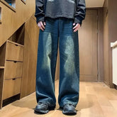 Mid Rise Wash Wide Leg Jeans