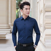 Long-Sleeve Plain Button-Up Shirt