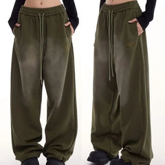 Low Waist Washed Loose-Fit Wide-Leg Sweatpants