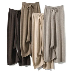 Drawstring Waist Plain Loose Fit Knit Pants