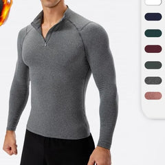 Long-Sleeve Half Zip Plain Sports Top
