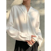 Long-Sleeve Plain Button-Up Shirt