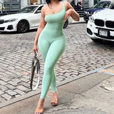 One-Shoulder Plain Jumpsuit