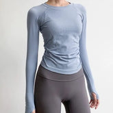 Long-Sleeve Crewneck Plain Sports Top