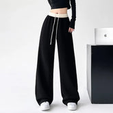 Drawstring Waist Two Tone Wide Leg Sweatpants