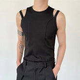 Crew Neck Plain Strappy Tank Top