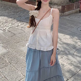 Plain Ruffle Button Cami Top