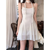 Set: Spaghetti Strap Plain Mini Dress + Scarf