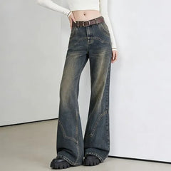 Low Waist Washed Flared Jeans