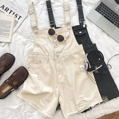 Distressed Wide Leg Denim Romper