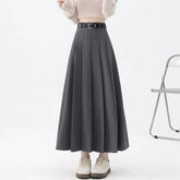 High Rise A-Line Pleated Maxi Skirt