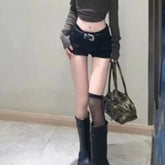Low Rise Plain Denim Hot Pants