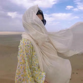 Plain Fringed Linen Cotton Shawl
