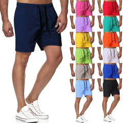 Plain Swim Trunks With Adjustable Waistline Side Pockets