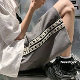 Mid Waist Woven Strap Wide Leg Shorts