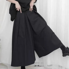 Mid Rise Plain Pleated Cropped Wide Leg Pants
