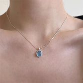 Faux Gemstone Pendant S925 Sterling Silver Choker