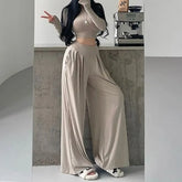 High Waist Plain Wide Leg Pants