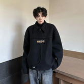 Lapel Collared Plain Single-Breasted Coat