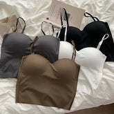 Sweetheart Neckline Plain Padded Crop Camisole Top