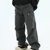 High Waist Plain Wide Leg Cargo Pants