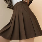 High Waist Plain Mini Pleated Skirt (Various Designs)