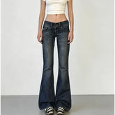 Low Rise Washed Slim-Fit Boot-Cut Jeans
