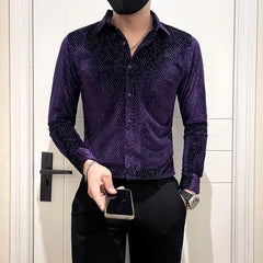 Long-Sleeve Glitter Velvet Shirt