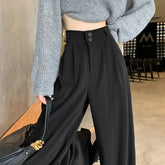 High Rise Plain Fleece-Lined Wide Leg Pants