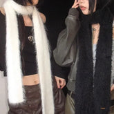 Plain Faux Fur Narrow Scarf