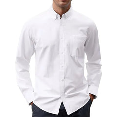 Long-Sleeve Plain Button-Up Shirt