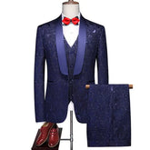 Set: One Buttoned Blazer + Button-Up Vest + Dress Pants