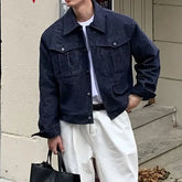 Pocket Detail Denim Single-Breasted Jacket