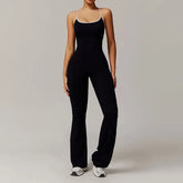 Spaghetti Strap Contrast Trim Open Back Bootcut Sports Jumpsuit