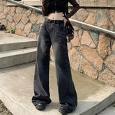 Mid Waist Washed Baggy Jeans