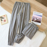 Couple Matching Drawstring Waist Plain Harem Pajama Pants (Various Designs)