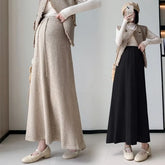 Maternity Drawstring Waist Plain Maxi A-Line Skirt