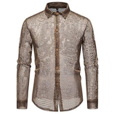 Long-Sleeve Hollow Button-Up Shirt