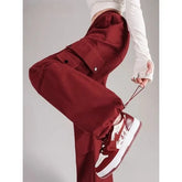 Drawstring Waist Plain Baggy Cargo Pants